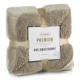 Koc narzuta TEDY 170x210 Eurofirany beżowy miękka bukla + ciepły polar