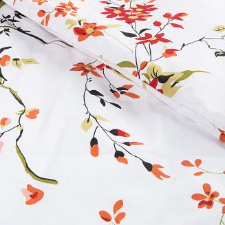 Pościel bawełniana COTTONLOVE 140x200 biała w kolorowe kwiaty