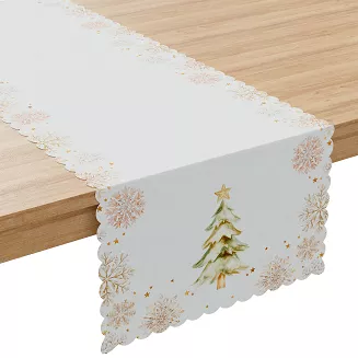 CHOINKI, ZIMOWA OPOWIEŚĆ Bieżnik NINA WODOODPORNA, 38x140cm, kolor 001 biały PBN336/KSP/C01/038140/1