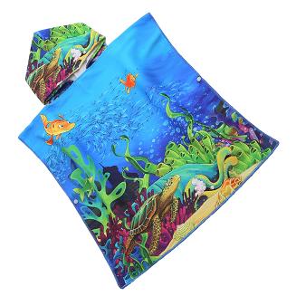Poncho dziecięce plażowe 60x60 niebieskie ławica