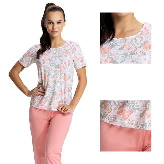 Piżama damska LUNA kod 648 motyle / różowa