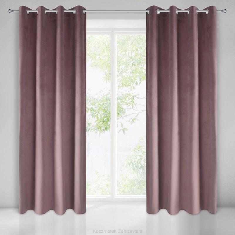 Zasłona gotowa na przelotkach PIERRE 140x250 Eurofirany ciemny róż