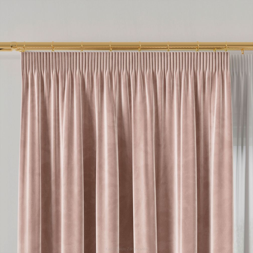 Zasłona gotowa na taśmie VELVI 140x240 jasnoróżowa