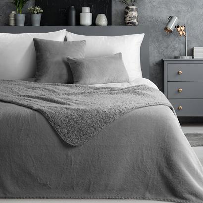 Narzuta dekoracyjna NINA 220x240 srebrna futrzana i puszysta