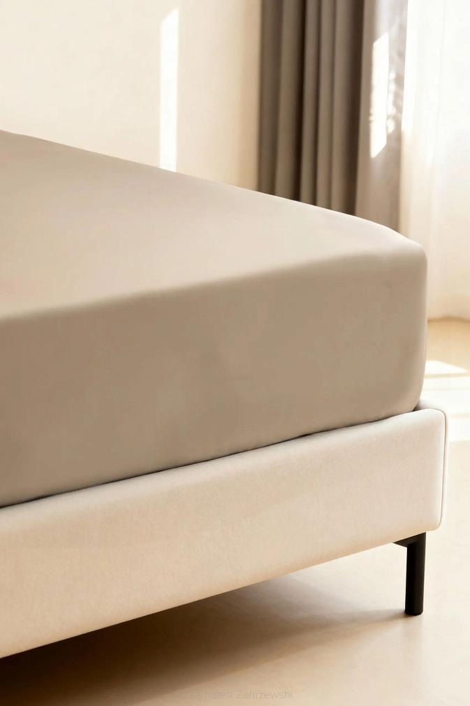 Prześcieradło bambusowe z gumką 200x200 ciemnobeżowe