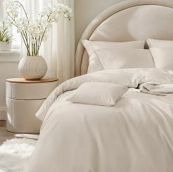 Jasno Beżowa Pościel Jednobarwna Satyna Bawełniana 160x200