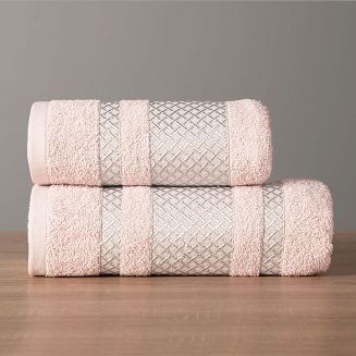 Ręcznik bawełniany LIONEL 70x140 pudrowy ze srebrną bordiurą