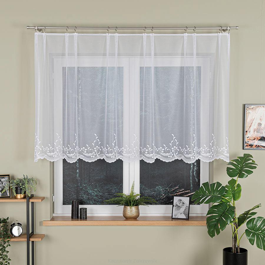 Firanka żakardowa gotowa na żabki JUSTYNA 250x110 biała