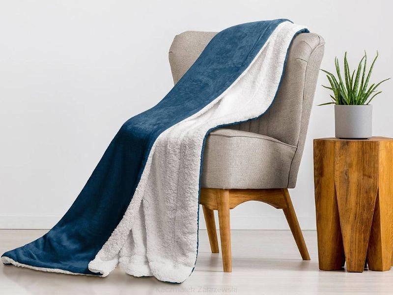 Koc narzuta na łóżko Sherpa 150x200 dwustronny baranek turkusowy