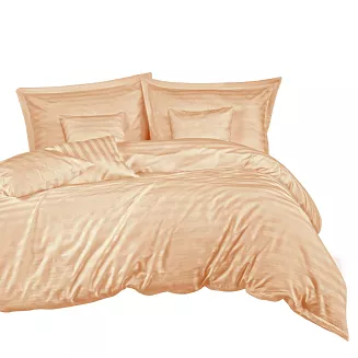 Pościel satyna bambusowo-bawełniana STRIPE BEIGE 140x200 Darymex jednokolorowa beżowa