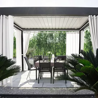 Zasłona gotowa na przelotkach GARDENIA 140x250 wodoodporna ogrodowa biała