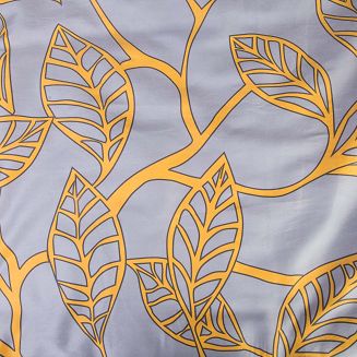 Pościel satyna bawełniana SATYNLOVE 220x200 szara w pomarańczowe liście