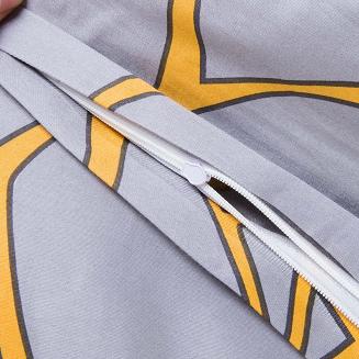 Pościel satyna bawełniana SATYNLOVE 220x200 szara w pomarańczowe liście