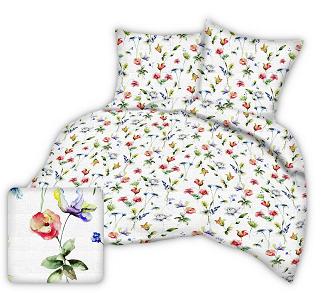 Pościel z kory 180x200 kwiecista akwarela na białym tle