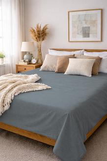 Prześcieradło bawełniane bez gumki 140x200 noris grafitowe