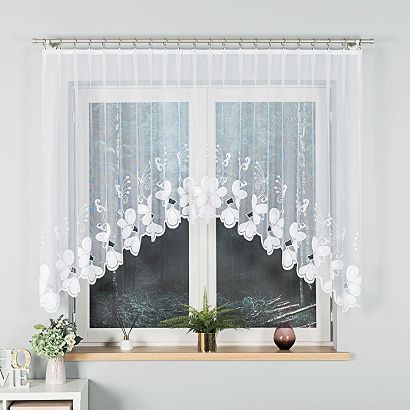 Firanka żakardowa gotowa na żabki TEODORA 300x140 biała