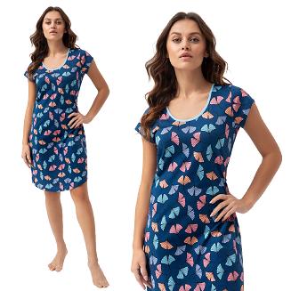 Koszula damska LUNA kod 187 ciemnoniebieska w miłorzęby