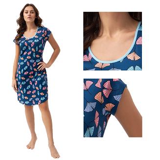 Koszula damska LUNA kod 187 ciemnoniebieska w miłorzęby