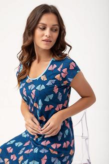 Koszula damska LUNA kod 187 ciemnoniebieska w miłorzęby