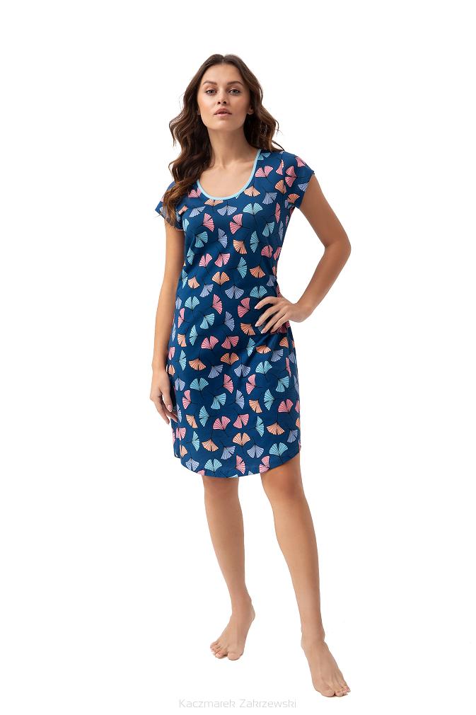 Koszula damska LUNA kod 187 ciemnoniebieska w miłorzęby