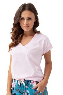 Piżama damska LUNA kod 637 jasnoróżowa turkusowa w kwiaty