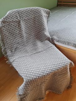 Komplet dekoracyjny narzuta 160x200 + 2x 60x160 popielata szara geometria