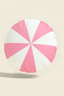 Poduszka dekoracyjna świąteczna Cukierek 38x38 welurowa pasy biała różowa