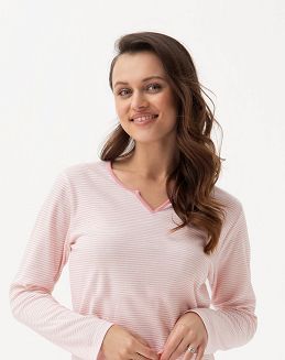 Koszula damska LUNA kod 295 różowa w przecierane paski