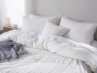 Poszewka fakturowana struktura do narzuty Dotta 50x70 kremowa z haftem kropek