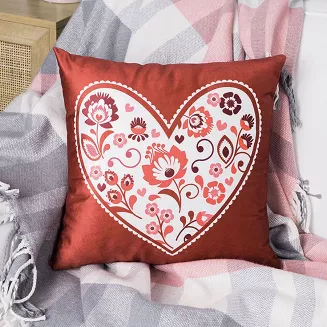Poszewka dekoracyjna FOLK LOVE 40x40 welwetowa czerwona