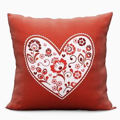 Poszewka dekoracyjna FOLK LOVE 40x40 welwetowa czerwona