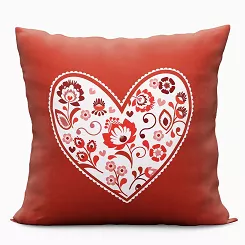Poszewka dekoracyjna FOLK LOVE 40x40 welwetowa czerwona