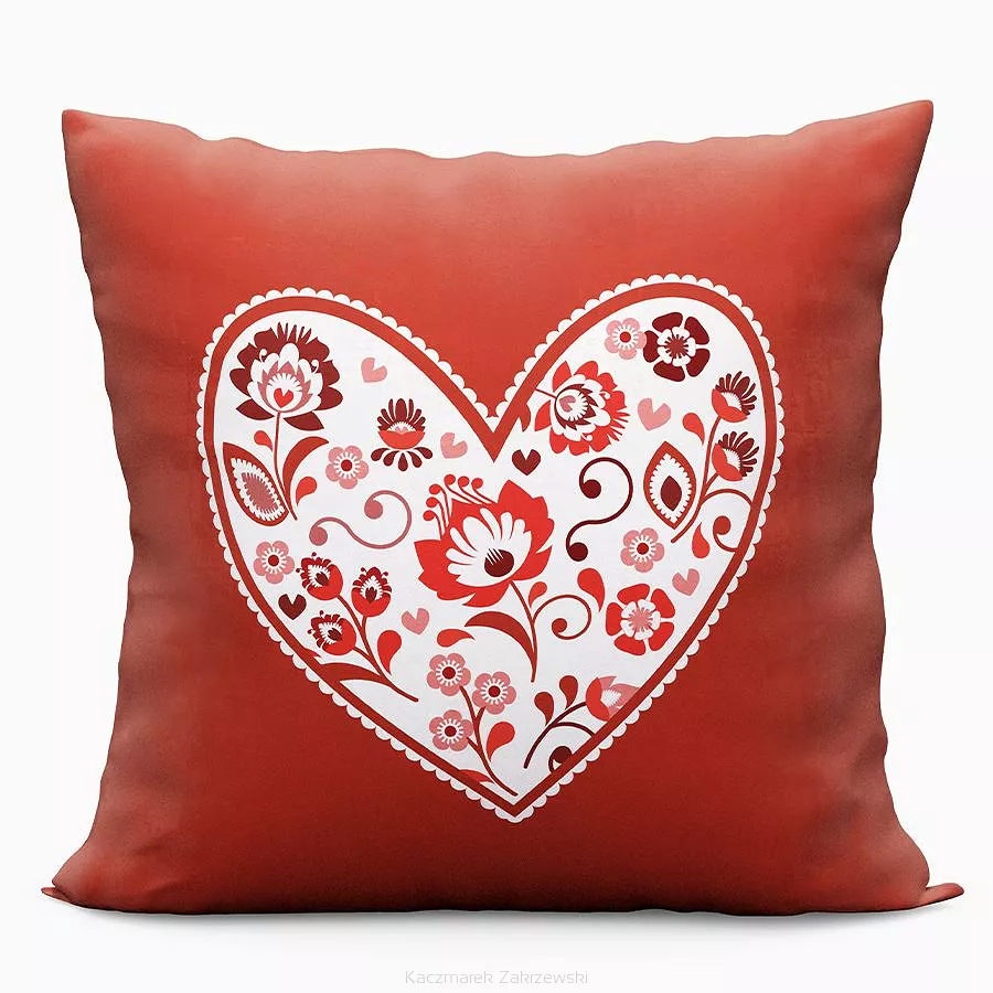 Poszewka dekoracyjna FOLK LOVE 40x40 welwetowa czerwona