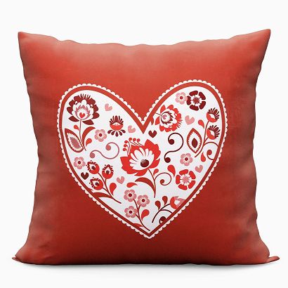 Poszewka dekoracyjna FOLK LOVE 40x40 welwetowa czerwona