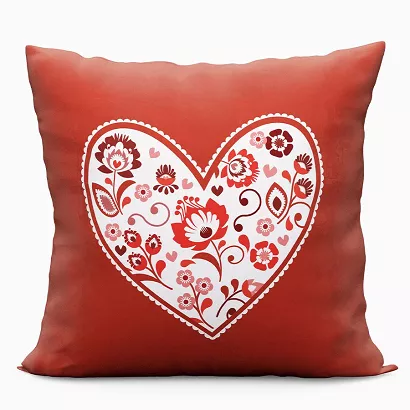 Poszewka dekoracyjna FOLK LOVE 40x40 welwetowa czerwona