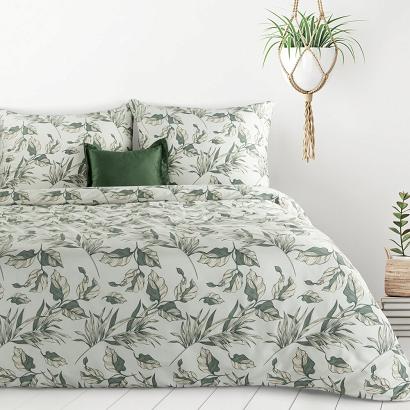 Pościel DONNA 140x200 Design91 zielona miętowa liście gałązki