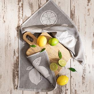 Ścierka kuchenna bawełna egipska CYTRYNKA 50x70 szara