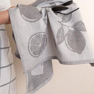 Ścierka kuchenna bawełna egipska CYTRYNKA 50x70 szara