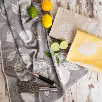 Ścierka kuchenna bawełna egipska CYTRYNKA 50x70 szara