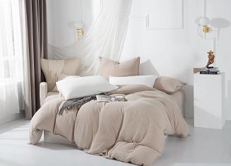 Ciemno Beżowa Bawełniana Pościel Muślinowa 160x200