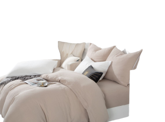 Pościel bawełniana MUŚLINOWA 160x200 ciemnobeżowa