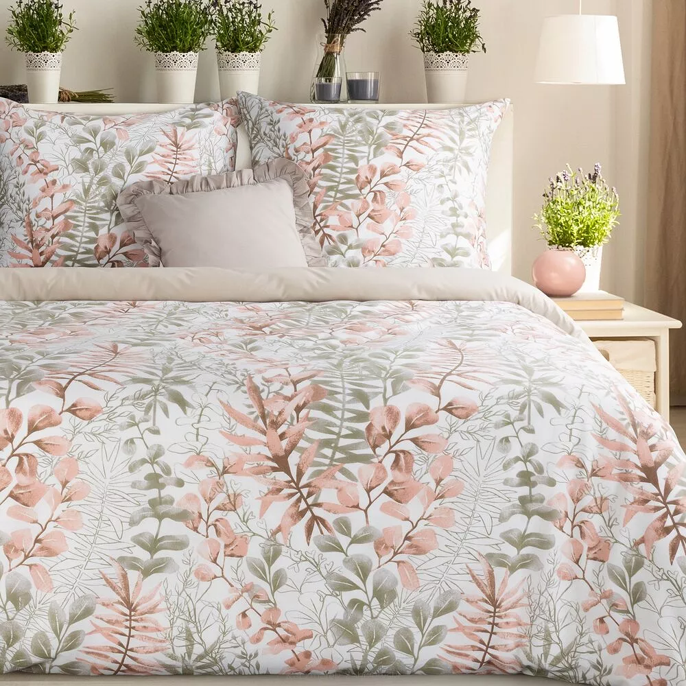 Pościel bawełniana FREESIA 160x200 Eurofirany pudrowy róż