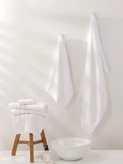 Ręcznik bambusowy Harmony 30x30 biały ze złotą bordiurą