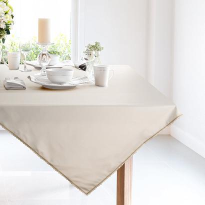 Obrus dekoracyjny serweta LACE 85x85 Eurofirany kremowy kremowy z szampańską koronką na brzegach