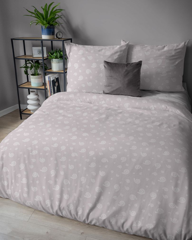 Pościel flanelowa 160x200 pudrowa drobny paisley