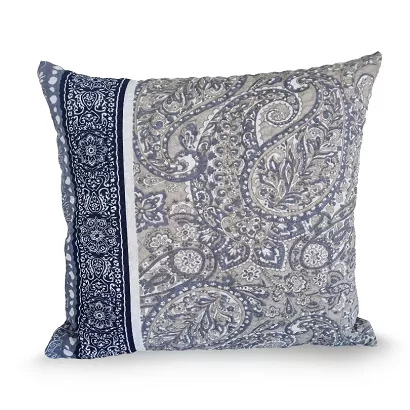 Poszewka z kory 40x40 granatowa biała beżowa paisley ornamenty