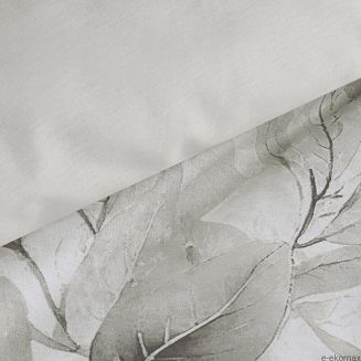 Pościel satynowa SPRING 160x200 Eurofirany srebrna popielata gałązki liście
