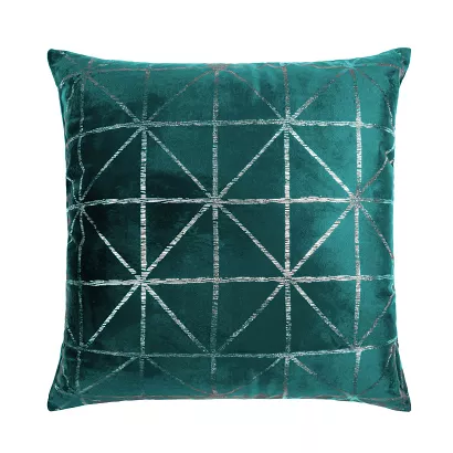 Poszewka dekoracyjna GLOSSY 45x45 welurowa ciemnoturkusowa geometria