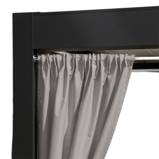 Zasłona gotowa na taśmie GARDENIA 140x180 wodoodporna ogrodowa szarobeżowa