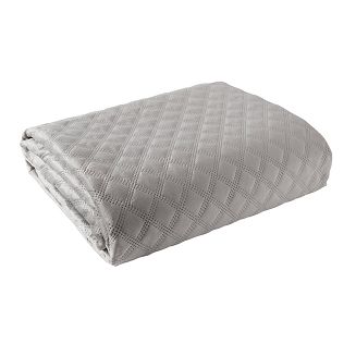 Narzuta dekoracyjna VELVI 170x210 pikowana w geometryczny wzór chłodny szary